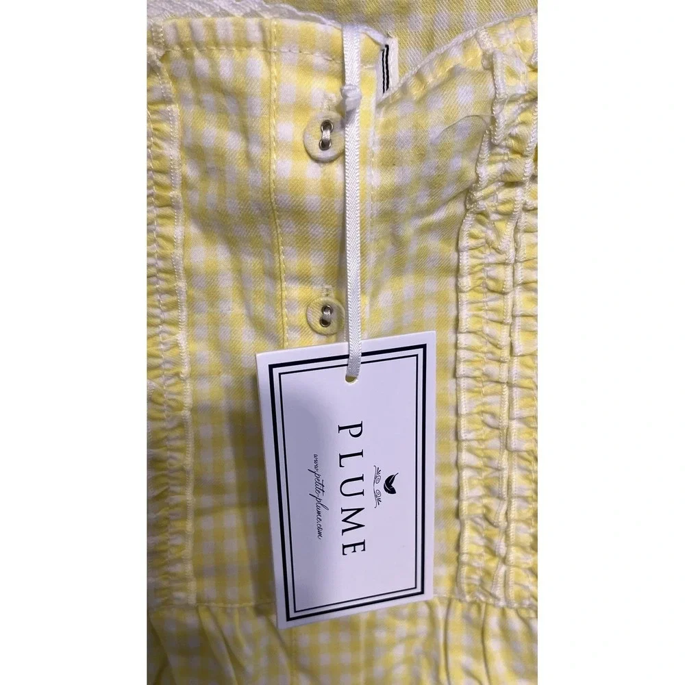 Plume Nightgown Chemise Womens Large Yellow‎ Gingham Cotton Sleeveless Sleepwear